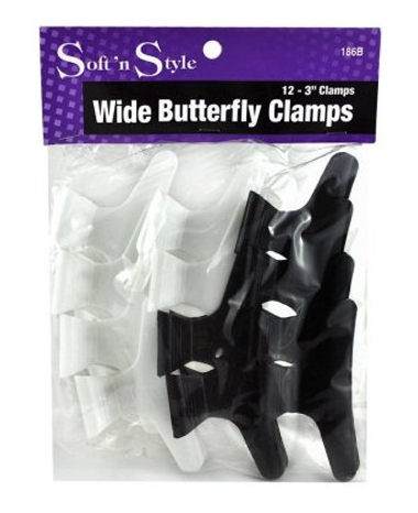 SOFT N STYLE 186B BUTTERFLY CLAMP 3" 12PK WIDE