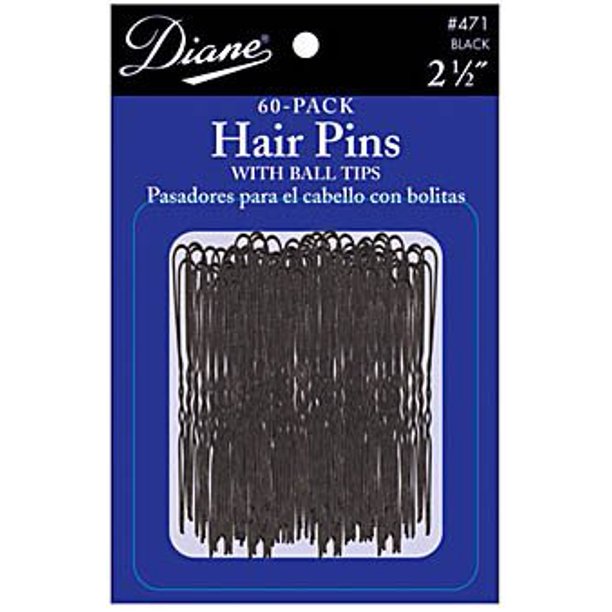 DIANE D471 HAIR PINS W/BALL TIPS(BLACK) 2.5", 60/PK