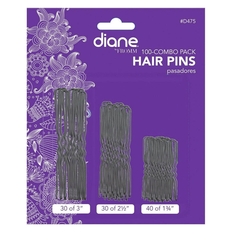 DIANE D475 HAIR PINS COMBO W/BALL TIPS(BLACK) 100/PK