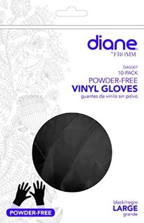 DIANE BLACK VINYL GLOVE POWDER FREE 10CT